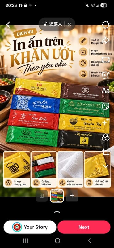 Dịch vụ in ấn trên khăn ướt | Template - Mẫu thiết kế - Dịch vụ thiết kế | Mã PRD-410594C96A