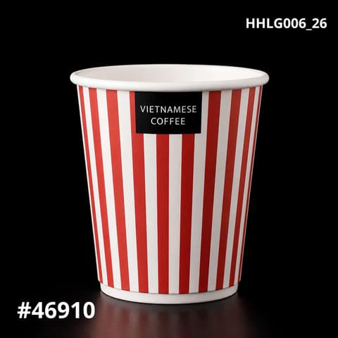 Ly giấy D90 - 14oz (~360ml)(260)  - SỌC ĐỎ - VIETNAMESE COFFEE  (1.000 cái/thùng) | LY GIẤY | Mã HHLG006_26 | Tổng kho phân phối đồ dùng 1 lần 1lan.vn