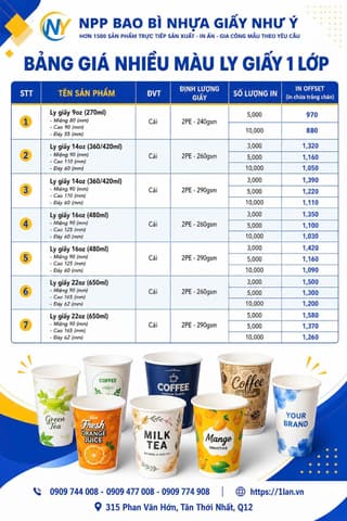 DỊCH VỤ IN FULL MÀU LY GIẤY 1 LỚP | Template - Mẫu thiết kế - Dịch vụ thiết kế | Mã PRD-9CD2B73AA8 | Tổng kho phân phối đồ dùng 1 lần 1lan.vn