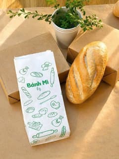 Túi giấy bánh mì - Mix nhiều mẫu in sẵn (100 cái/xấp - 5.000 cái/thùng) (Giấy Kraft Trắng Và Nâu Nhật mịn,đẹp) - ảnh 7