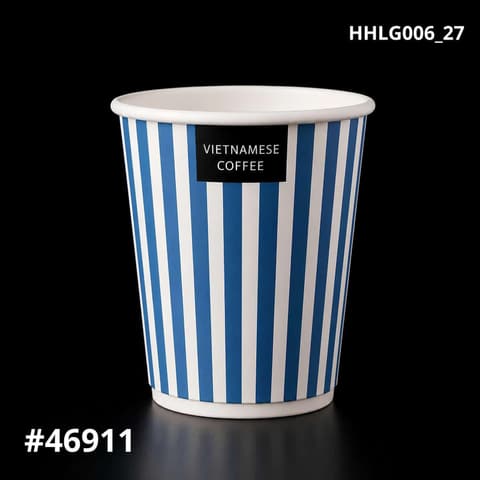 Ly giấy D90 - 14oz (~360ml)(260)  - SỌC XANH - VIETNAMESE COFFEE  (1.000 cái/thùng) | LY GIẤY | Mã HHLG006_27 | Tổng kho phân phối đồ dùng 1 lần 1lan.vn