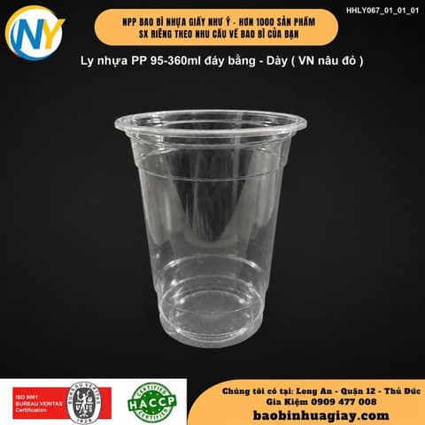 Ly nhựa PP 95-360ml đáy bằng - Dày (6.0) (TH) (BK Trong) | LY NHỰA PP | Mã HHLY067_01_01_01 | Tổng kho phân phối đồ dùng 1 lần 1lan.vn