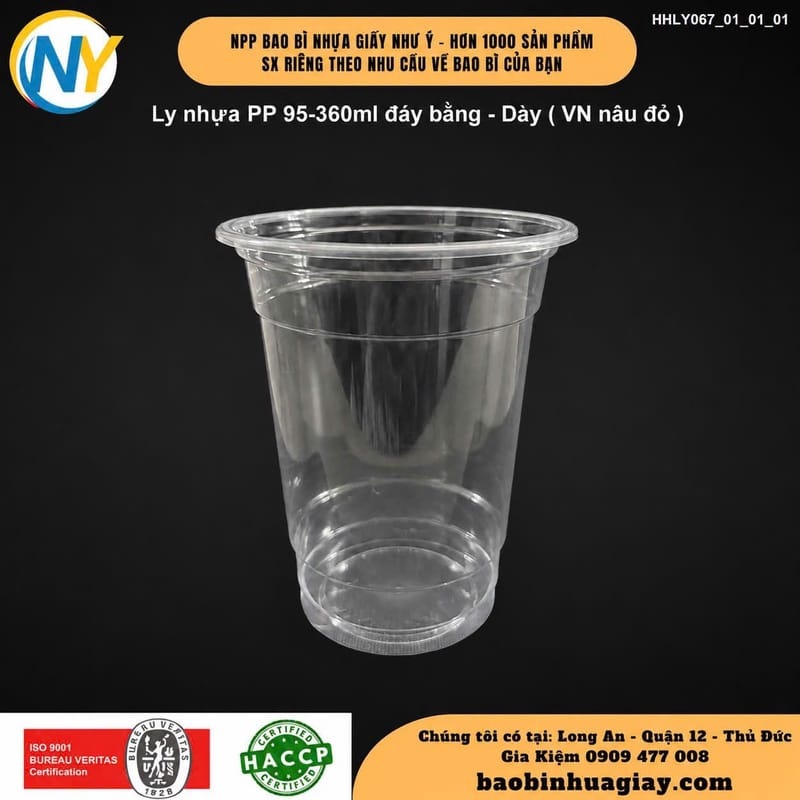 Ly nhựa PP 95-360ml đáy bằng - Dày (6.0) (TH) (BK Trong) | LY NHỰA PP | Mã HHLY067_01_01_01