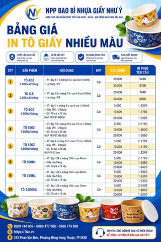 DỊCH VỤ IN FULL MÀU TÔ GIẤY | Tổng kho phân phối đồ dùng 1 lần 1lan.vn