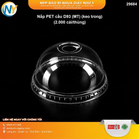 Nắp PET cầu D93 (MT) (keo trong)(2.000 cái/thùng) | NẮP LY/TÔ - NẮP BẰNG -  NẮP CẦU - NẮP TRỰC TIẾP - NẮP TIM | Mã HHNC001_01 | Tổng kho phân phối đồ dùng 1 lần 1lan.vn
