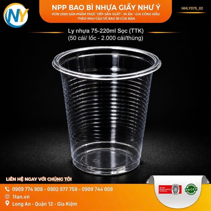 Ly nhựa 75-220ml Sọc (TTK) (100 cái/ lốc - 2.000 cái/thùng)
