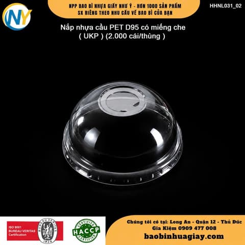 Nắp nhựa cầu PET D95 có miếng che  (UKP) (2.000 cái/thùng) | Tổng kho phân phối đồ dùng 1 lần 1lan.vn