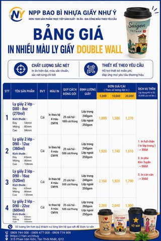 DỊCH VỤ IN FULL MÀU LY GIẤY DOUBLE | Template - Mẫu thiết kế - Dịch vụ thiết kế | Mã PRD-96B4B187DC | Tổng kho phân phối đồ dùng 1 lần 1lan.vn