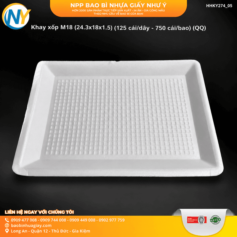 Khay xốp M18 (24.3x18x1.5) (125 cái/dây - 750 cái/bao) (QQ) | KHAY XỐP | Mã HHKY274_05