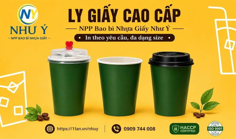 Ly giấy D90 - 14oz (~360ml)(260)  - FULL NỀN XANH LÁ (1.000 cái/thùng) | LY GIẤY | Mã HHLG006_29