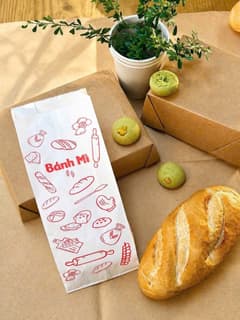 Túi giấy bánh mì - Mix nhiều mẫu in sẵn (100 cái/xấp - 5.000 cái/thùng) (Giấy Kraft Trắng Và Nâu Nhật mịn,đẹp) - ảnh 8