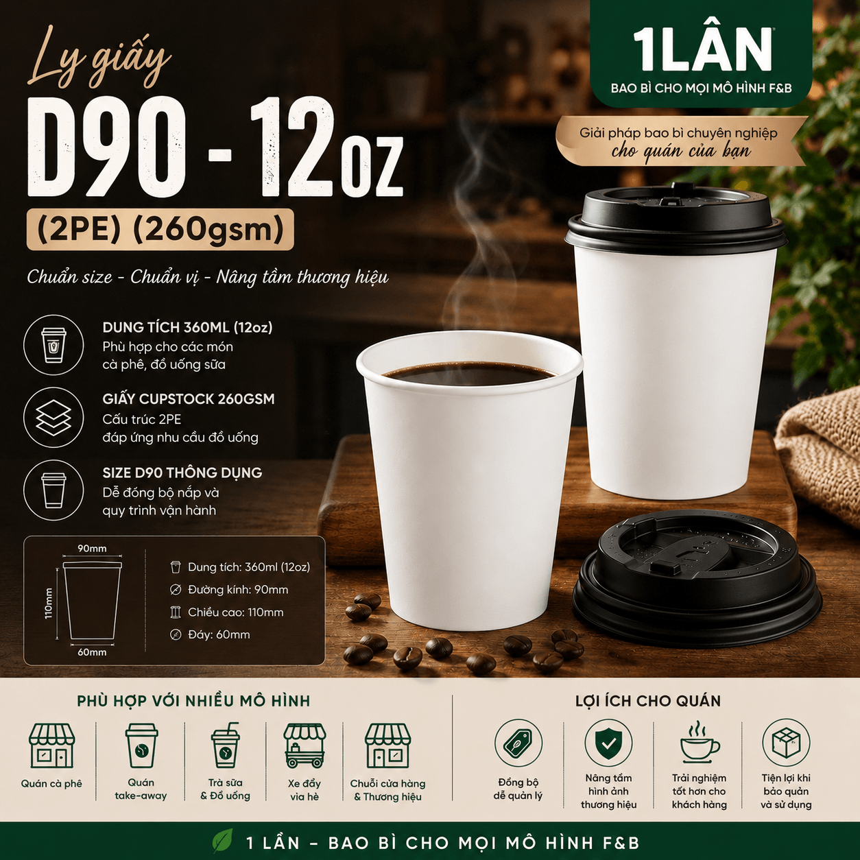Hai mẫu ly giấy 12oz: Đâu là điểm khác biệt?