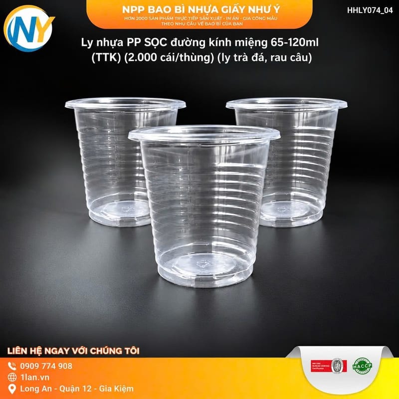 Ly nhựa  PP SỌC đường kính miệng 65-120ml (TTK) (2.000 cái/thùng)(ly trà đá, rau câu ) | LY PP SỌC GÂN - LY PS - LY TRÀ NHỎ - NHA KHOA - SP | Mã HHLY074_04