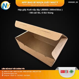 Hộp giấy Kraft nắp đậy LBB900 ( 900ml/30oz ) - 100 cái/ lốc, 6 lốc/ thùng - ảnh 2