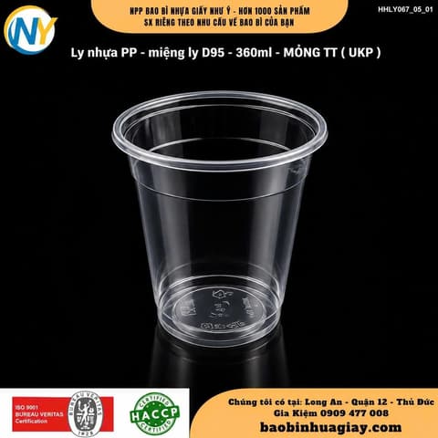 Ly nhựa PP- miệng ly D95- 360ml - MỎNG TT (UKP) | LY NHỰA PP | Mã HHLY067_05_01 | Tổng kho phân phối đồ dùng 1 lần 1lan.vn