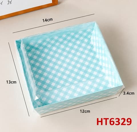 Hộp giấy vuông sandwich - In sẵn Caro Xanh DƯƠNG (Thân giấy + nắp PET- 50 cái/lốc -1.000 bộ/thùng) | HỘP GIẤY - TÚI GIẤY NGÀNH BÁNH NGỌT- BÁNH MÌ - FASTFOOD - GÀ RÁN | Mã HHHG002_17 | Tổng kho phân phối đồ dùng 1 lần 1lan.vn