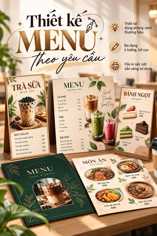 Dịch vụ thiết kế in ấn menu quán