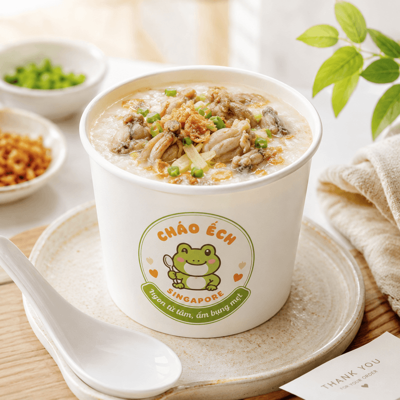 Cháo Ếch Singapore mang đi với tô giấy D115 500ml | Tổng kho phân phối đồ dùng 1 lần 1lan.vn