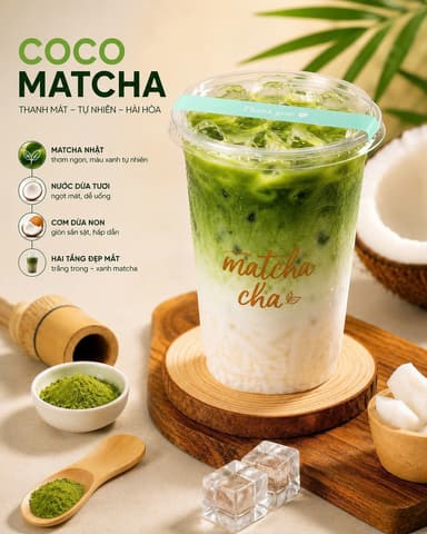 Công thức Coco Matcha (Nước dừa Matcha) 2 tầng chuẩn vị cho quán - Dùng ly PET D93 16oz (470ml) | Tổng kho phân phối đồ dùng 1 lần 1lan.vn