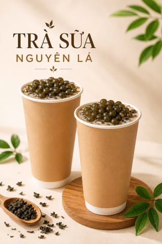 Trà sữa nguyên lá mang đi với Ly giấy 2 LỚP D90 - 20/22oz (~630ml) (2PE-260) Trắng/ ỐP NGOÀI KRAFT NÂU | Tổng kho phân phối đồ dùng 1 lần 1lan.vn