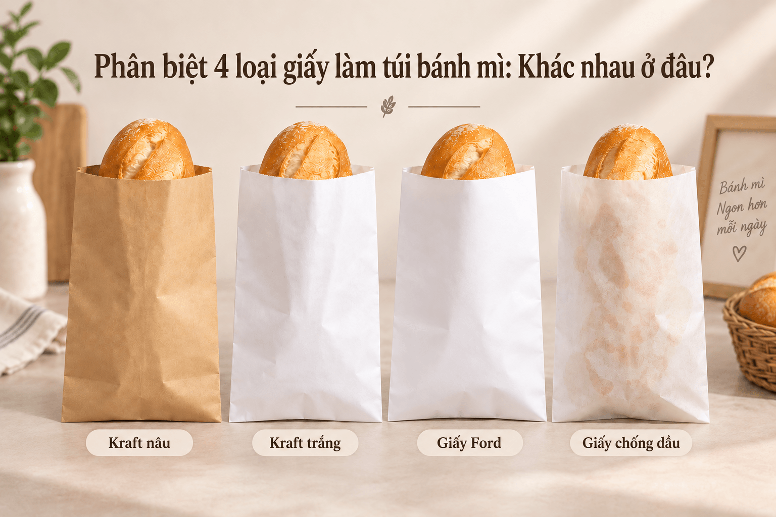 Phân biệt 4 loại giấy làm túi bánh mì: Loại nào hợp với món của quán?