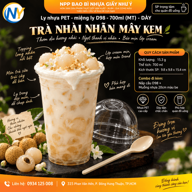 Trà Nhài Nhãn Mây Kem – Công thức cho 1 ly 700ml