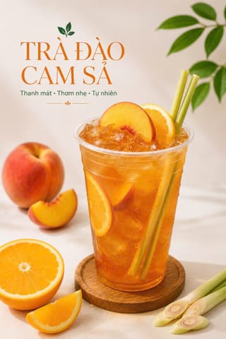 Trà đào cam sả mang đi với Ly nhựa PET - miệng ly D98 - 20oz (590ml) - Dày (UKP) | Tổng kho phân phối đồ dùng 1 lần 1lan.vn