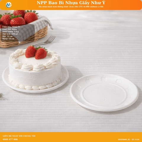 Dĩa nhựa bánh kem đường kính 14cm (46) (TT) (6.000 cái/bao) (+X8) | TÔ-CHÉN-DĨA-KHAY NHỰA XỐP - DĨA BÁNH KEM | Mã HHDI006_02 | Tổng kho phân phối đồ dùng 1 lần 1lan.vn