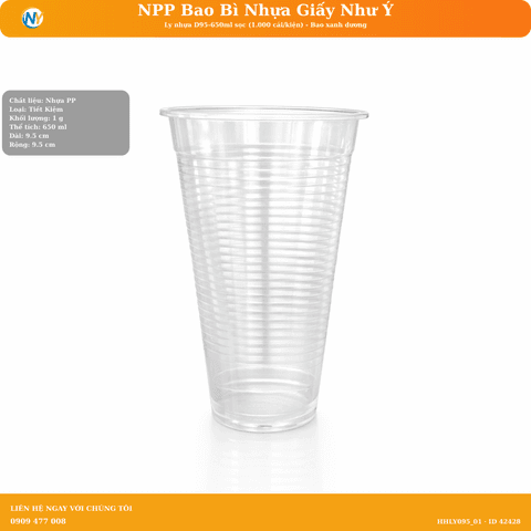 Ly nhựa D95-650ml sọc (1.000 cái/kiện) - Bao xanh dương | LY PP SỌC GÂN - LY PS - LY TRÀ NHỎ - NHA KHOA - SP | Mã HHLY095_01 | Tổng kho phân phối đồ dùng 1 lần 1lan.vn
