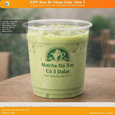 Ly nhựa PET LÙN - miệng ly D98 - 18oz (540ml) (NK) (1.000 cái/thùng) | LY NHỰA PET | Mã HHLY101.NY_03_01 | Tổng kho phân phối đồ dùng 1 lần 1lan.vn