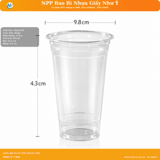 Ly nhựa PET- miệng ly D98- 22oz (650ml) - DÀY (UKP) - ảnh 1