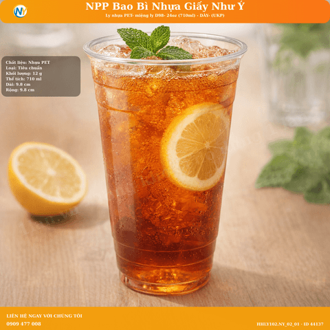 Ly nhựa PET- miệng ly D98- 24oz (710ml) - DÀY- (UKP) | LY NHỰA PET | Mã HHLY102.NY_02_01 | Tổng kho phân phối đồ dùng 1 lần 1lan.vn