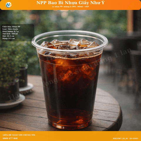 Ly nhựa PP- miệng ly D95- 360ml -DÀY (UKP) | LY NHỰA PP | Mã HHLY067_03_01 | Tổng kho phân phối đồ dùng 1 lần 1lan.vn
