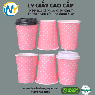Ly giấy D80 - 8oz - 2PE (in 1 màu) - Chấm Bi (hồng)(BL) - ảnh 2