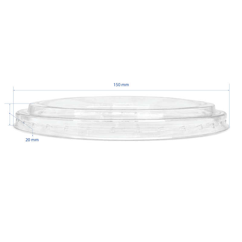 Nắp PET đường kính miệng D150 (150L) - đậy Tô giấy Kraft (LP) (1.000 cái/thùng) | NẮP LY/TÔ - NẮP BẰNG -  NẮP CẦU - NẮP TRỰC TIẾP - NẮP TIM | Mã HHNT007_07.NY