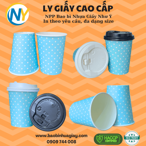 Ly giấy D80 - 8oz - 2PE (in 1 màu) - Chấm Bi (xanh dương)(BL) | LY GIẤY | Mã TPCP014_03_01_03 | Tổng kho phân phối đồ dùng 1 lần 1lan.vn