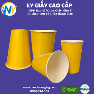 Ly giấy D90 - 14oz (2PE) (dày) (in 1 màu) - Full nền (vàng)(BL) - ảnh 4