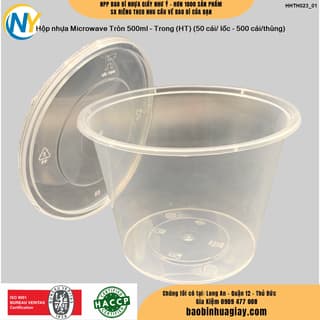 Hộp nhựa Microwave Tròn 500ml - Trong (HT) (50 cái/ lốc - 500 cái/thùng) - ảnh 4