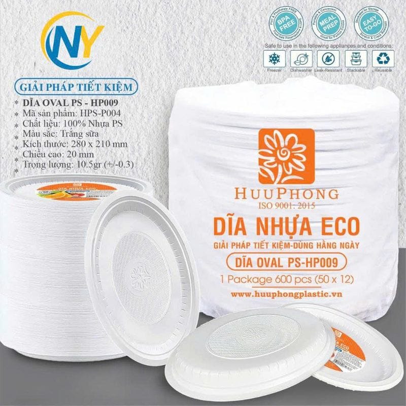 Dĩa hột xoài (Oval) PS trắng sữa (28x21x2) (HP) (09) (50 cái/lốc - 600 cái/bao)