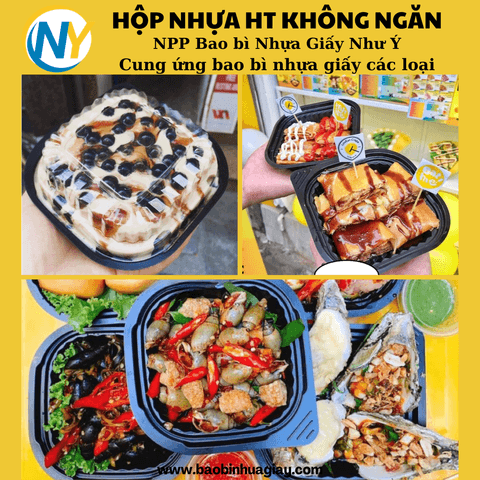 Hộp nhựa đế đen JB12 (T.PP/N.PET) (100 bộ/ lốc - 1200 bộ/thùng) | HỘP NHỰA HT - HỘP CÓ NGĂN - KHÔNG NGĂN | Mã HHHN129_02 | Tổng kho phân phối đồ dùng 1 lần 1lan.vn