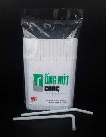 Ống cong trắng phi D8 | ỐNG HÚT - ỐNG THẲNG/CONG/NHỌN - BỌC MÀNG BOPP | Mã TPOG029 | Tổng kho phân phối đồ dùng 1 lần 1lan.vn