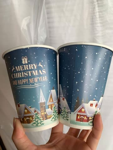 Ly giấy D90 - 14oz (dày 1) (2PE) (BL - in 4 màu) - G2A10 Merry Christmas (Ngôi nhà)(xanh dương, xanh mint, cam, đỏ)(ICG) | LY GIẤY | Mã TPCP023_05_04_01 | Tổng kho phân phối đồ dùng 1 lần 1lan.vn