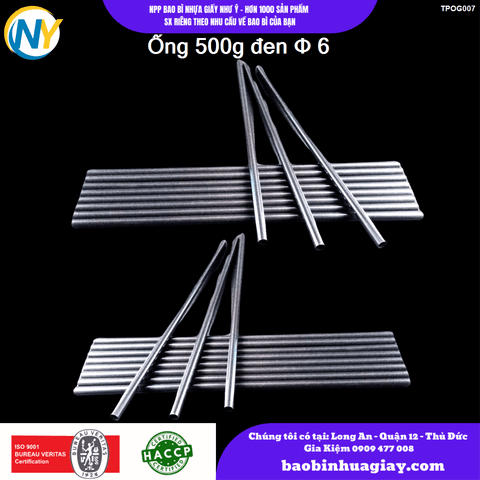 Ống 500g đen phi D6 | ỐNG HÚT - ỐNG THẲNG/CONG/NHỌN - BỌC MÀNG BOPP | Mã TPOG007 | Tổng kho phân phối đồ dùng 1 lần 1lan.vn