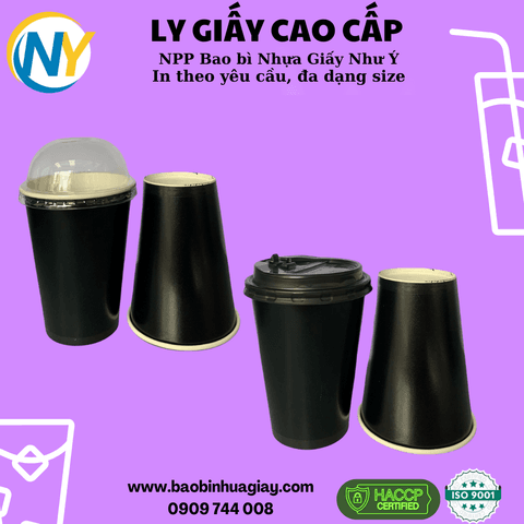 Ly giấy D90 - 14oz (2PE) (dày) (in 1 màu) - Full nền (đen)(BL) | LY GIẤY | Mã TPCP009_03_01_37 | Tổng kho phân phối đồ dùng 1 lần 1lan.vn