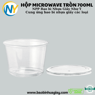 Hộp nhựa tròn microwave 700ml (trong - 10 bộ) (BK vàng) - ảnh 2