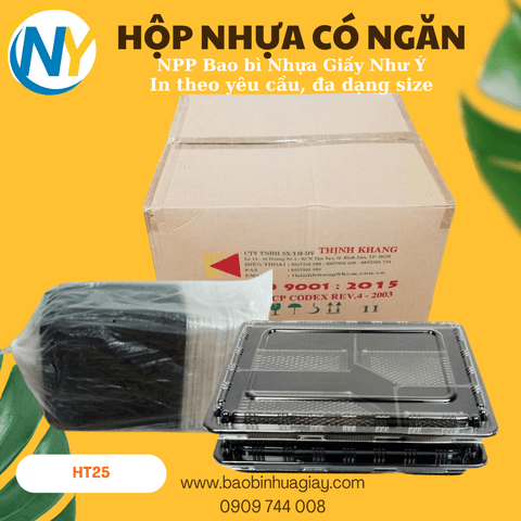 Hộp nhựa 4 ngăn HT25_TK (100 bộ/lốc,4 lốc/thùng) | HỘP NHỰA HT - HỘP CÓ NGĂN - KHÔNG NGĂN | Mã HHHN106_01 | Tổng kho phân phối đồ dùng 1 lần 1lan.vn