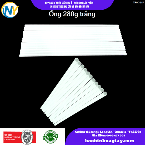 Ống 280g  màu trắng đục đơn giản 1 màu ( 1 cây 1 kg) | ỐNG HÚT - ỐNG THẲNG/CONG/NHỌN - BỌC MÀNG BOPP | Mã TPOG015 | Tổng kho phân phối đồ dùng 1 lần 1lan.vn