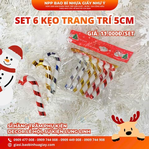 Set 6 kẹo trang trí 5cm ( trang trí noel, phụ kiện giáng sinh, tết , cây thông ) | Phụ Kiện Decor trang trí | Mã HHDECOR029 | Tổng kho phân phối đồ dùng 1 lần 1lan.vn