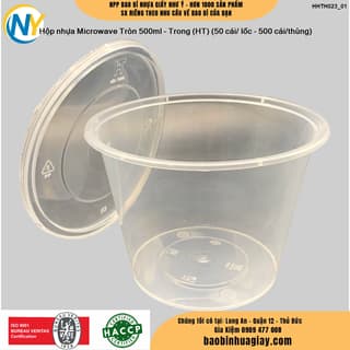 Hộp nhựa Microwave Tròn 500ml - Trong (HT) (50 cái/ lốc - 500 cái/thùng) - ảnh 2