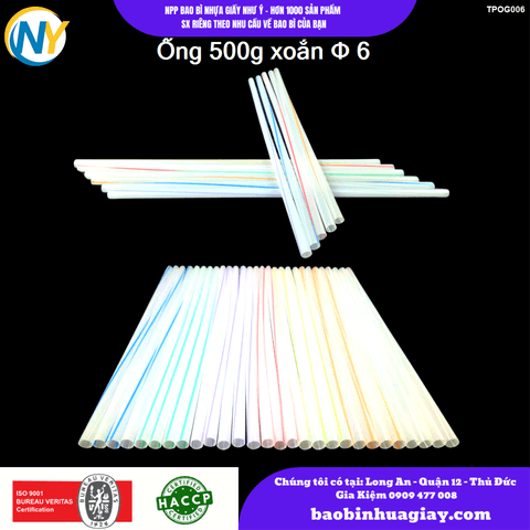 Ống 500g xoắn phi D6 | ỐNG HÚT - ỐNG THẲNG/CONG/NHỌN - BỌC MÀNG BOPP | Mã TPOG006 | Tổng kho phân phối đồ dùng 1 lần 1lan.vn